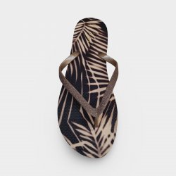 Chanclas de dedo mujer en oferta | Palmeras elegantes marrón