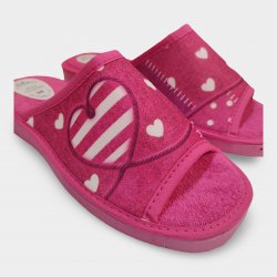Pantoufles absorbantes en tissu éponge pour femmes | Légères, roses, motif cœur