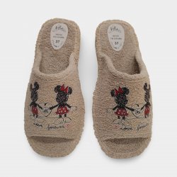 Pantoufles d'été Mickey et Minnie Mouse beiges