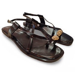 Sandalias de Dedo con Anillo en negro para Mujer
