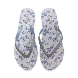 Chanclas de Dedo Mujer Acolchadas Estampado Floral Azul 