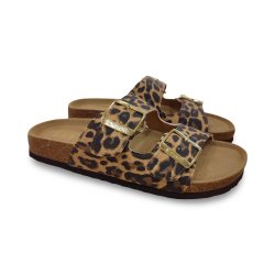 Sandalias Bio Mujer Animal Print Leopardo | Doble Hebilla Ajustable