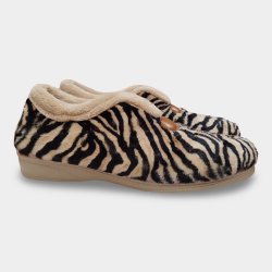 Zapatillas de Casa Abotinadas Mujer Cebra | Calentitas de Terciopelo