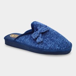 Zapatillas de Casa Mujer Azules Jaspeadas con Lazo