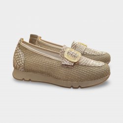 Mocassins haut de gamme beiges Doctor Cutillas pour femmes | Coupe large, en raphia et cuir de coco