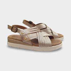 Sandales confortables pour femmes Doctor Cutillas Platinum | Cuir avec talon compensé et boucle - Prix abordable