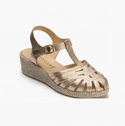 Sandalias Pitillos 11301 piel oro puntera cerrada