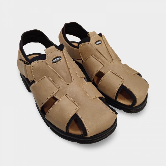 Sandálias masculinas acolchoadas em couro leve. - 3