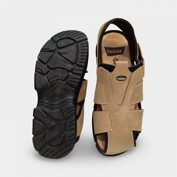 Sandálias masculinas acolchoadas em couro leve. - 4