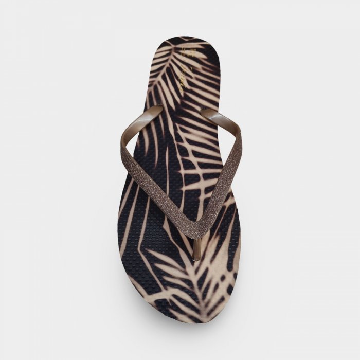 Chanclas de dedo mujer en oferta | Palmeras elegantes marrón - 1