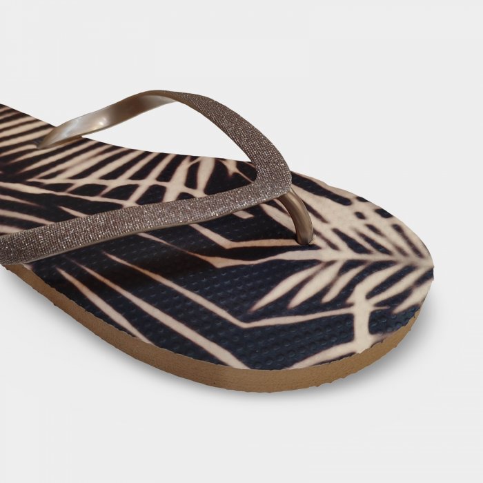 Chanclas de dedo mujer en oferta | Palmeras elegantes marrón - 2