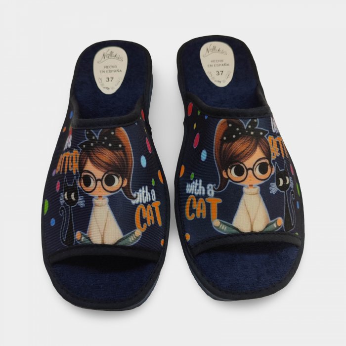 Sabatilles casa estiu dona gat blau marí en oferta - 1