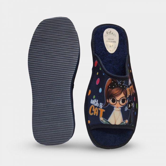 Sabatilles casa estiu dona gat blau marí en oferta - 3