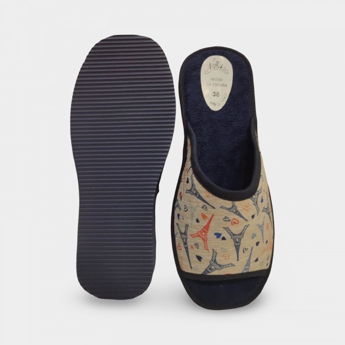 Pantufas de verão femininas em promoção na cor bege, em Paris. - 2