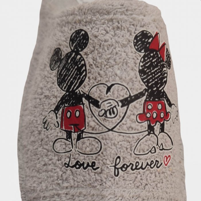 Mickey e Minnie Mouse de mãos dadas com pantufas cinzas - 4