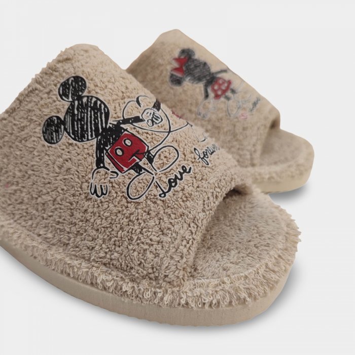 Pantufas de verão do Mickey e da Minnie Mouse na cor bege - 2