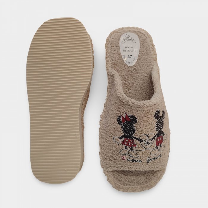 Pantufas de verão do Mickey e da Minnie Mouse na cor bege - 3
