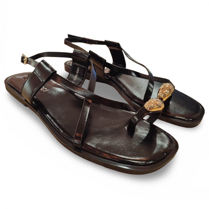 Sandalias de Dedo con Anillo en negro para Mujer - 1