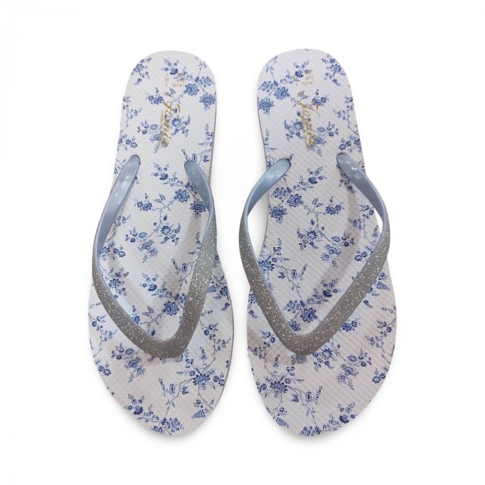 Chanclas de Dedo Mujer Acolchadas Estampado Floral Azul - 1