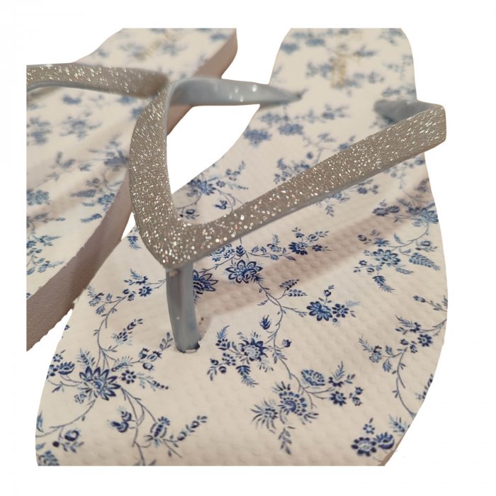 Chanclas de Dedo Mujer Acolchadas Estampado Floral Azul - 3