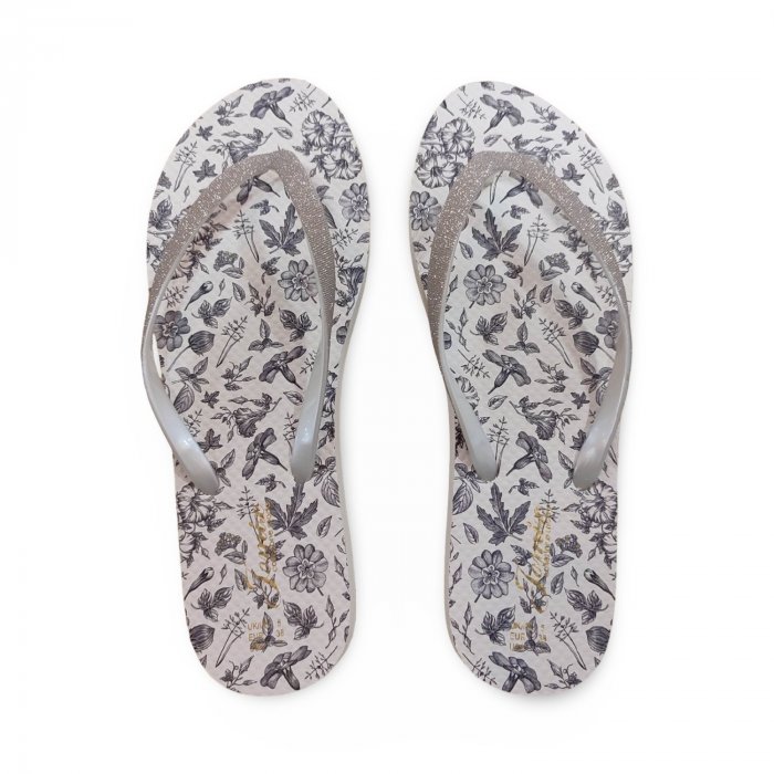 Chanclas de Dedo Mujer Acolchadas Estampado Floral Negro - 1