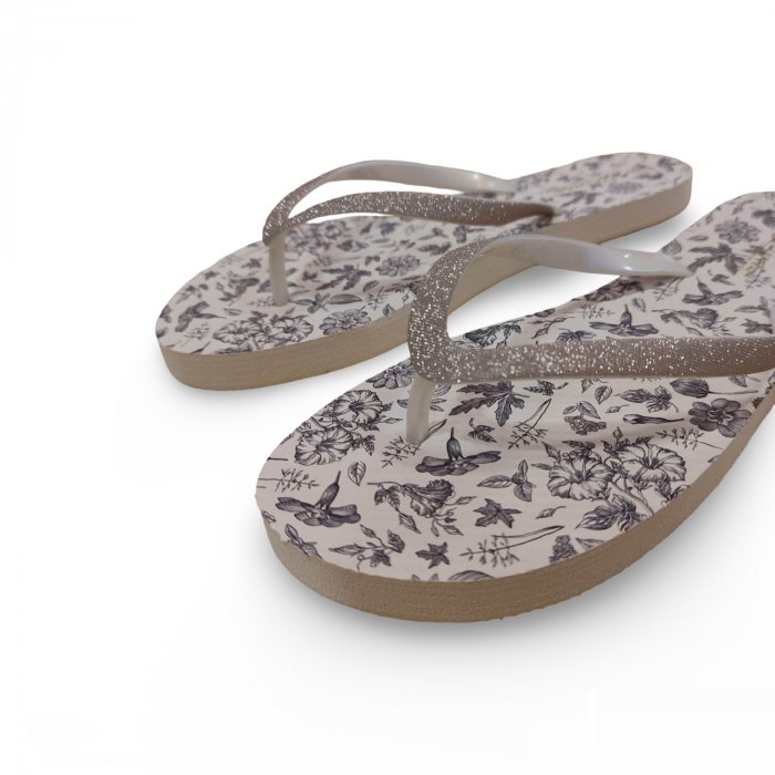 Chanclas de Dedo Mujer Acolchadas Estampado Floral Negro - 3