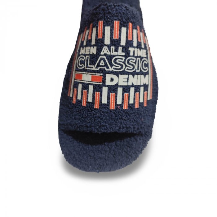 Pantufas masculinas de tecido atoalhado para o verão na cor azul. - 3