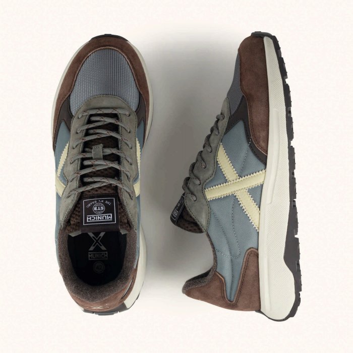 Zapatillas Munich Babel 19 Hombre | Azul Grisáceo, Marrón y Crema - 2
