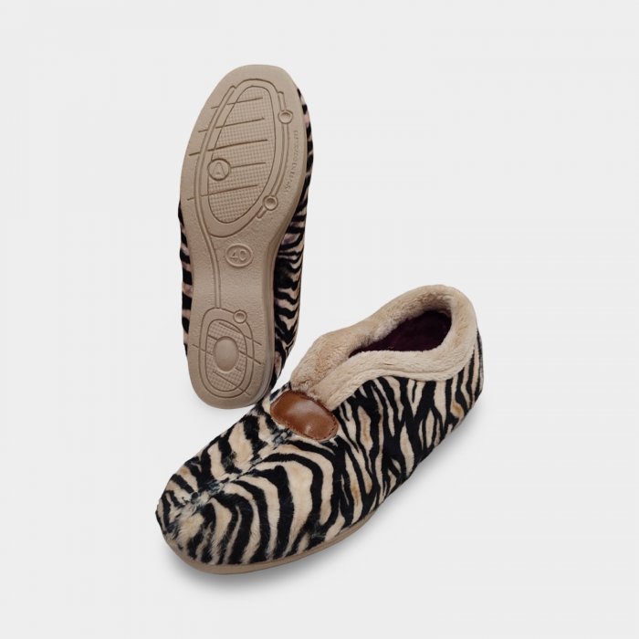Zapatillas de Casa Abotinadas Mujer Cebra | Calentitas de Terciopelo - 2