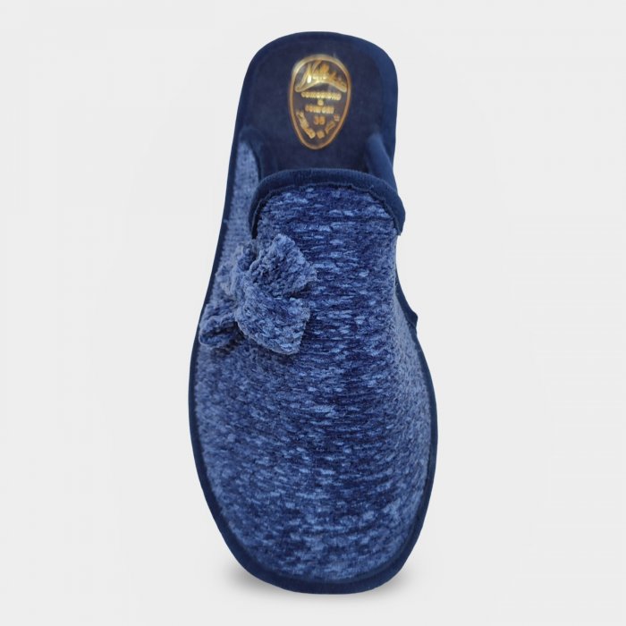 Zapatillas de Casa Mujer Azules Jaspeadas con Lazo - 2