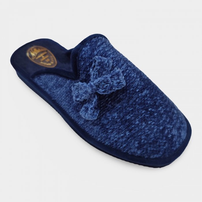 Zapatillas de Casa Mujer Azules Jaspeadas con Lazo - 3