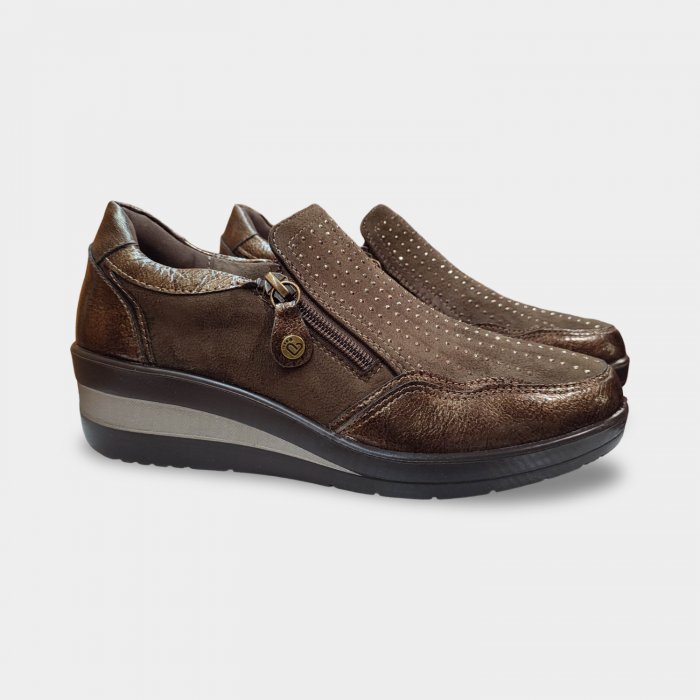 Zapato Amarpies Marrón Chocolate con Doble Cremallera - 1