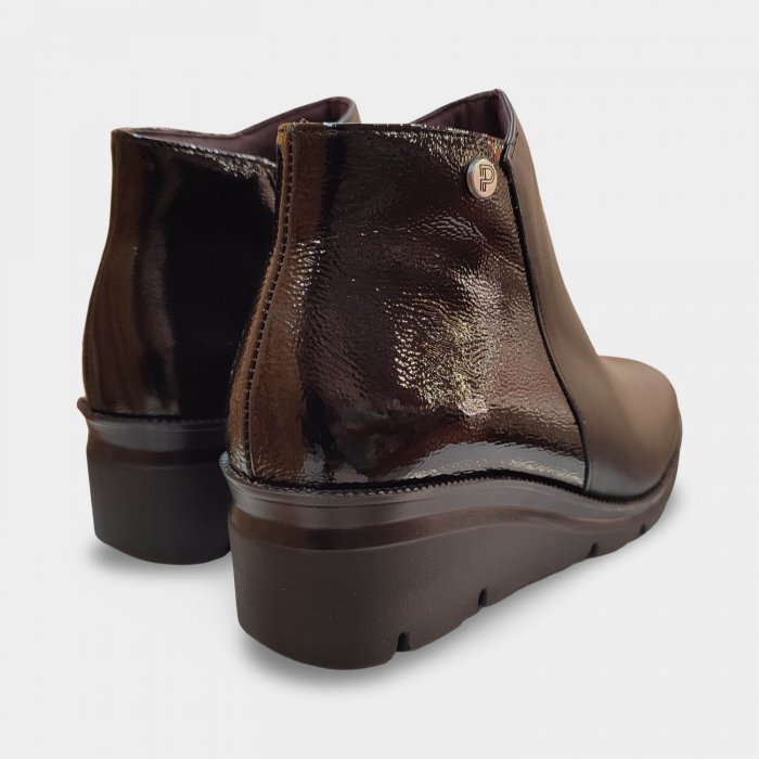 Botas de cano curto com salto plataforma em couro preto para mulheres | Pitillos 11536 - 4