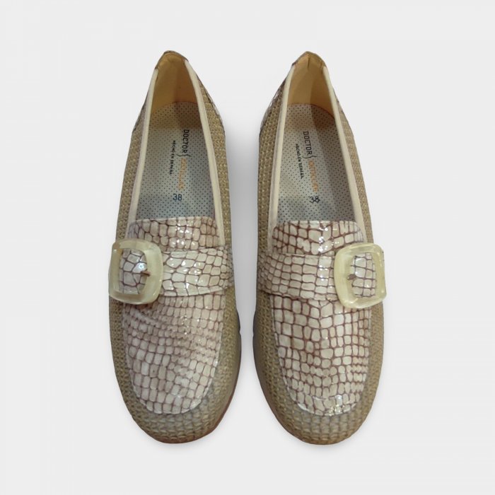 Mocassí Dona Doctor Cutillas Alta Gamma Beige | Horma Ampla, Ràfia i Pell Coco - 3