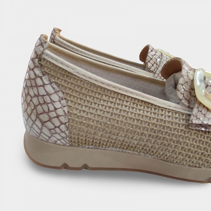 Mocassí Dona Doctor Cutillas Alta Gamma Beige | Horma Ampla, Ràfia i Pell Coco - 4
