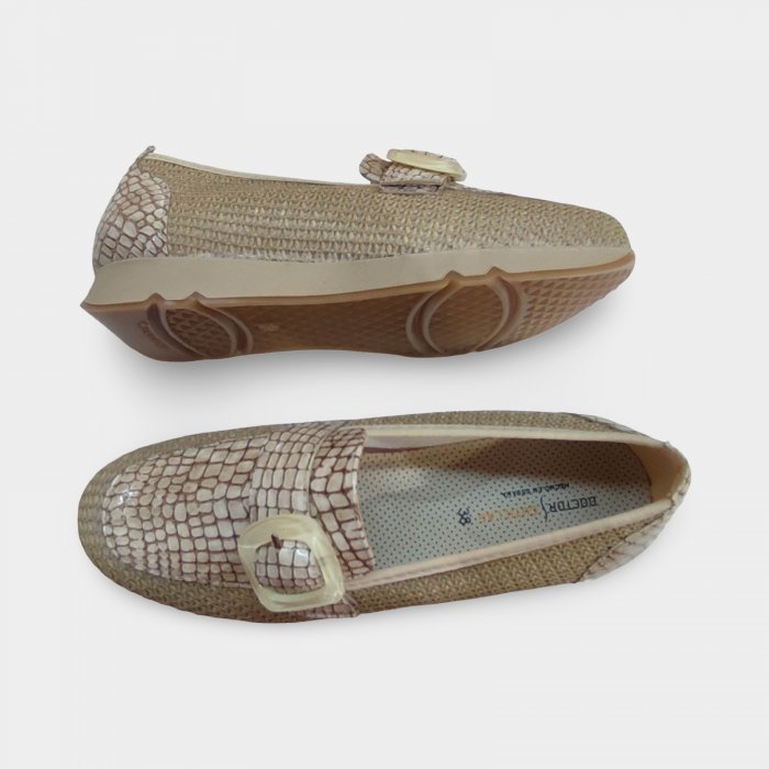 Mocassí Dona Doctor Cutillas Alta Gamma Beige | Horma Ampla, Ràfia i Pell Coco - 5