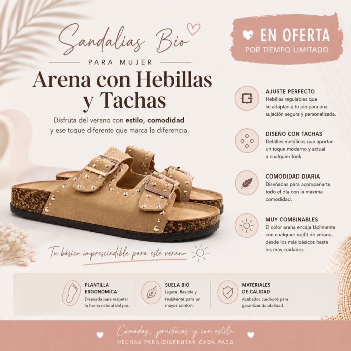 Sandália Bio com fivelas e tachas. - 5