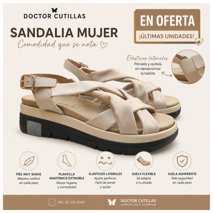 Sandales confortables pour femmes Doctor Cutillas 37150 Beige | Semelle intérieure anatomique et flexible - 6