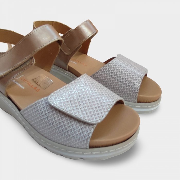 Sandàlies Dona Còmodes Doctor Cutillas Velcro | Plantilla Anatòmica Extraïble Beix - 2