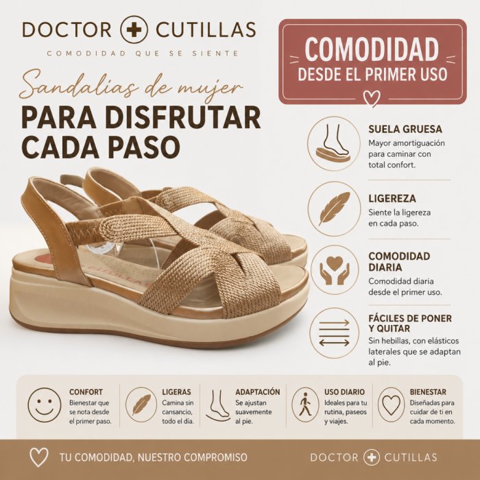 Sandálias Doctor Cutillas Bronze Femininas com Preço Acessível | Sola Grossa e Sem Fivela - 6