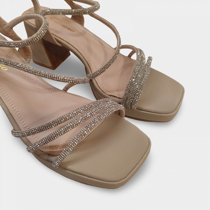 Sandales élégantes à strass, talon et plateforme - 2