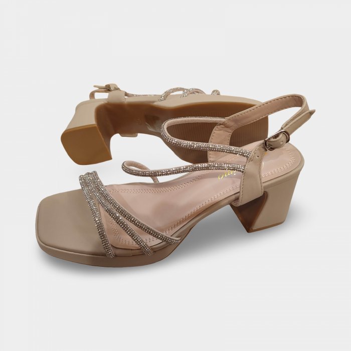 Sandales élégantes à strass, talon et plateforme - 4