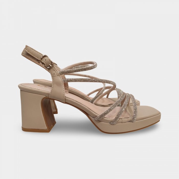 Sandales élégantes à strass, talon et plateforme - 5