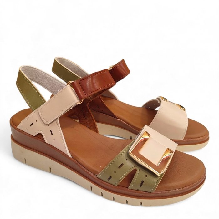 Sandàlies falca dona còmodes amb dos velcro i gel - 1