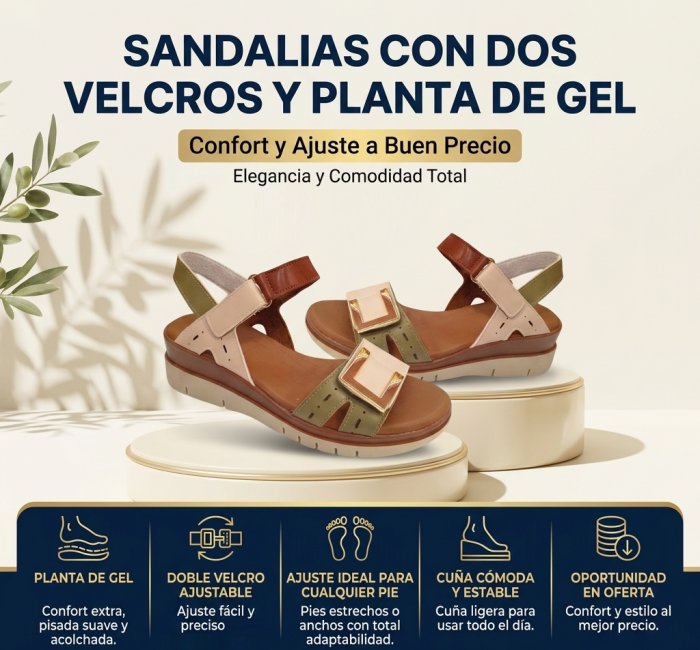 Sandales compensées confortables pour femmes, avec deux brides Velcro et semelles en gel. - 5