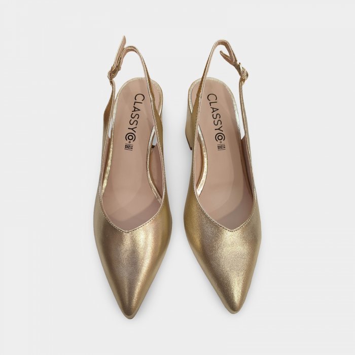 Sandàlies de festa tancades davant còmodes | Pell or dona - 2