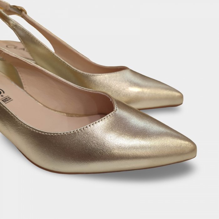 Sandàlies de festa tancades davant còmodes | Pell or dona - 3