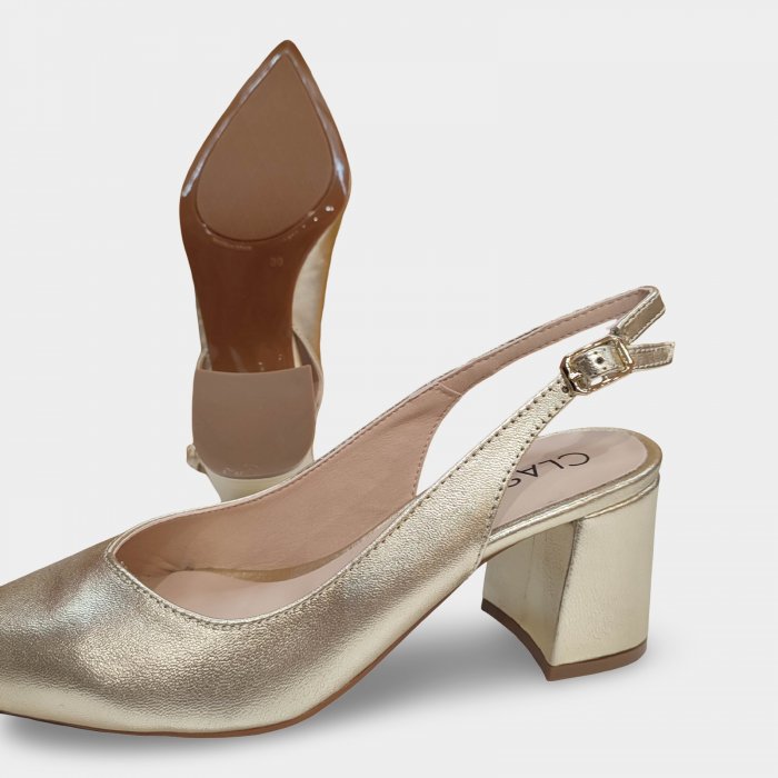 Sandàlies de festa tancades davant còmodes | Pell or dona - 4