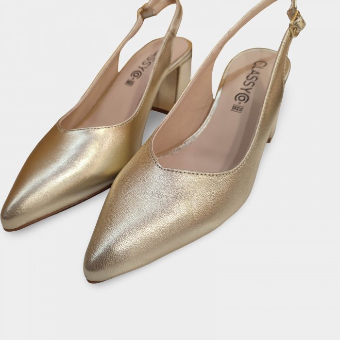 Sandàlies de festa tancades davant còmodes | Pell or dona - 5