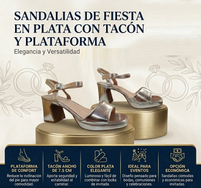 Sandales argentées de soirée à prix abordable - 5